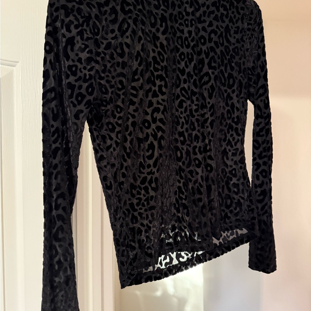 Leopard Print Black Long Sleeve Top